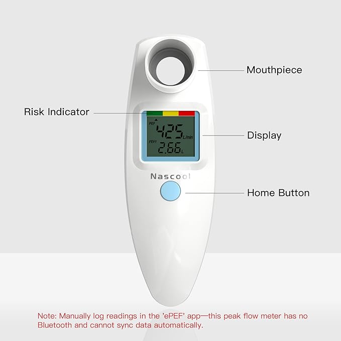 Digital Peak Flow Meter,Home Medical with Tracking Software Manually Recording-Accurate & Reliable Spirometer for Asthma COPD Adult Kids