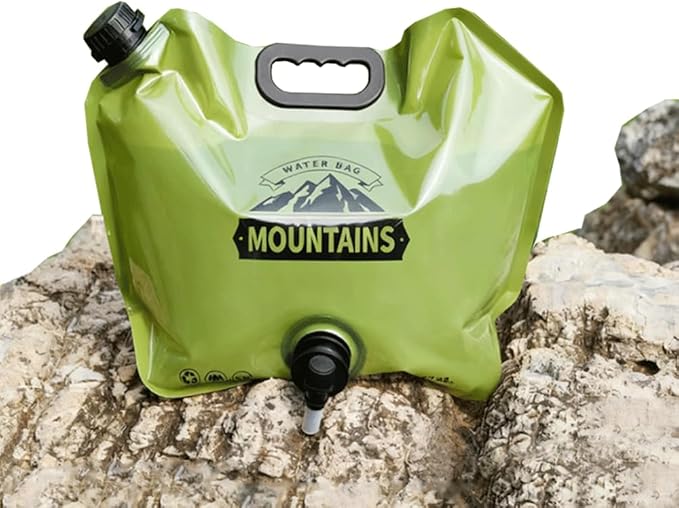 Camping Water Jug 8L/2.1 Gallon,Portable Folding Water Bag with Spigot and Handle, BPA Free Large Capacity Water Storage Carrier for Camping, Hiking, Outdoor, Emergency (Green, 8L)