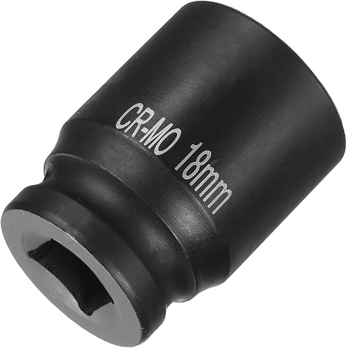 HARFINGTON 4 Point Square Socket 1/2" Drive 18mm Metric Square Impact Socket CR-MO Blackening Standard Wheel Sockets Pneumatic Socket Tool for Auto Repair Mechanical Maintenance Home Use