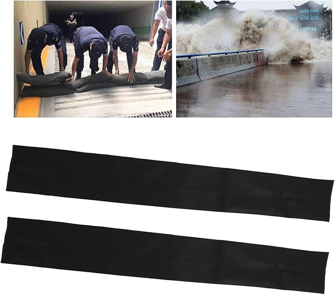 2PCS 5ft Water Activated Flood Barriers, Sandless Sandbag Absorbent Flood Barriers Flooding Sand Tube Bags for Garage and Home Doors