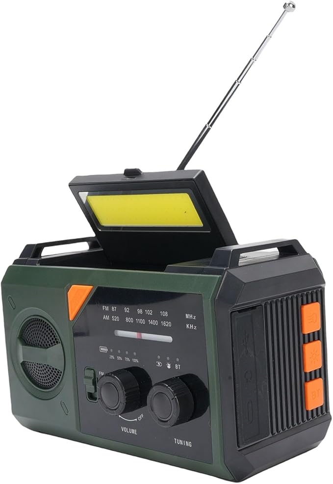 Emergency Radio Portable AM FM NOAA Weather Radio with 30000mAh Power Bank Hand Crank Solar Charging SOS Alert Flashlight Compass Reading Light for Outdoor Camping Survival