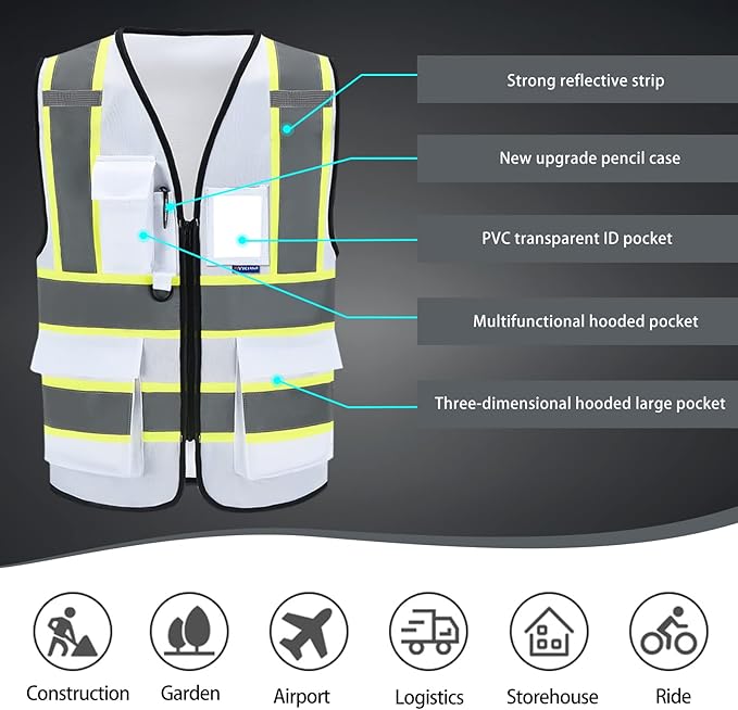 AYKRM Custom Logo Personalised Printed High Visibility Reflective 2 two tone work construction Safety Vest