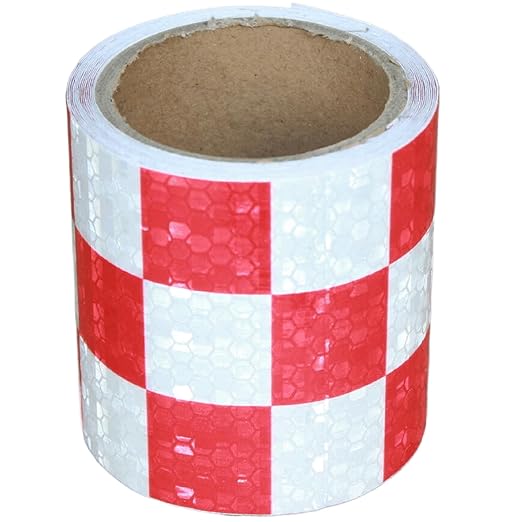 Red and White Reflective Tape Outdoor Waterproof 3 inch, High Visibility Conspicuity Industrial Marking Tape (11 feet)