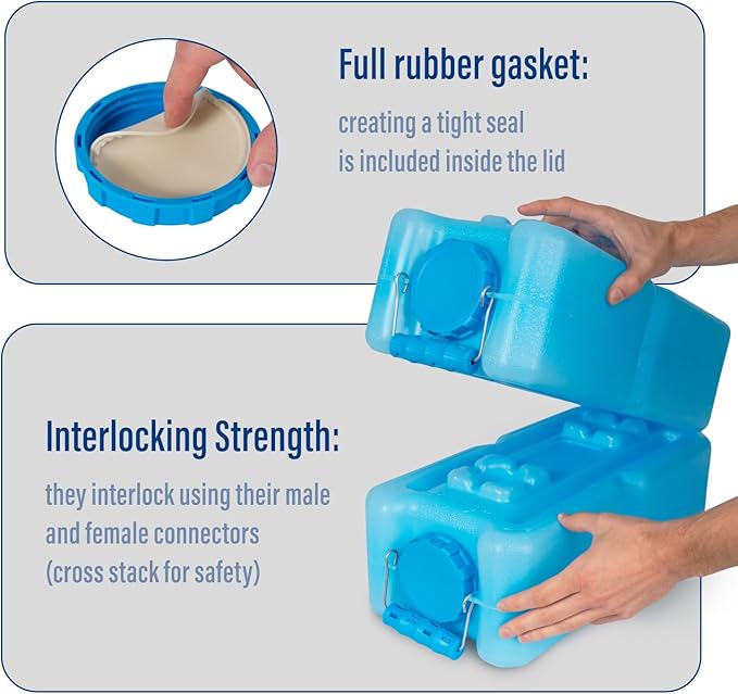 WaterBrick International WaterBrick Water Storage Containers for Emergency Water Storage | 8-Pack of Stackable 3.5 Gallon Water Container Bricks | Food-Grade HDPE Plastic | BPA-Free | STD Blue