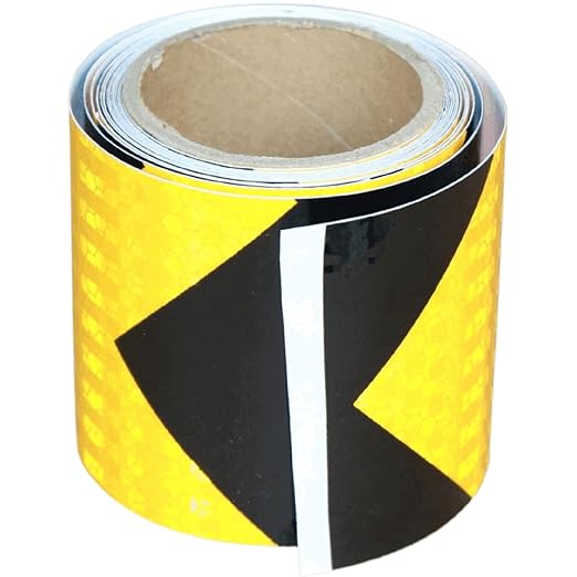Reflective Tape Yellow Black 3 inch X 10 feet, Outdoor Waterproof Hazard Conspicuity Warning Industrial Marking Tape