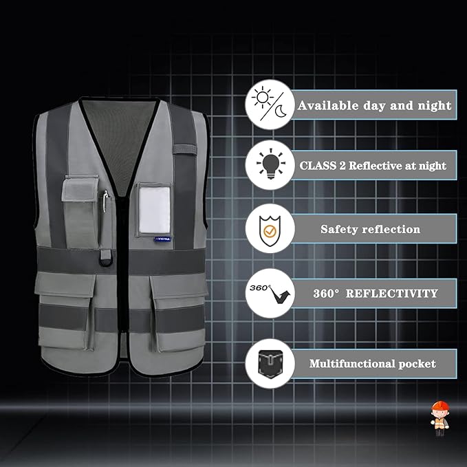 A-SAFETY 6XL 7XL 8XL plue size safety vest grey 6xl 7xl 8xl