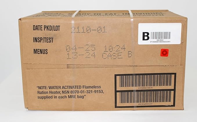 MRE Meals Ready to Eat, Inspection 2025, 2026 Emergency Food Supply, Survival Camping Outdoor 12 Pack (B Case, 1 Count)