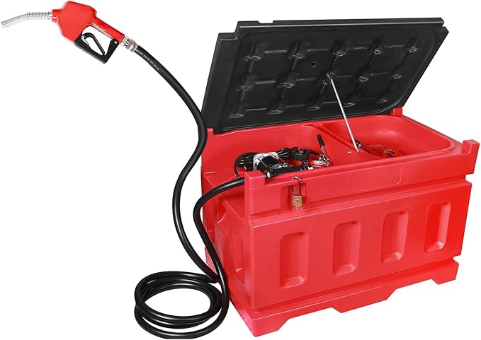 Portable Gasoline Diesel Fuel Transfer Tank with Pump, 15GPM High Flow Rate, 48 Gallon Portable Fuel Tank with 12V DC Electric Fuel Transfer Pump for Gasoline Diesel Dual Fuel Capability