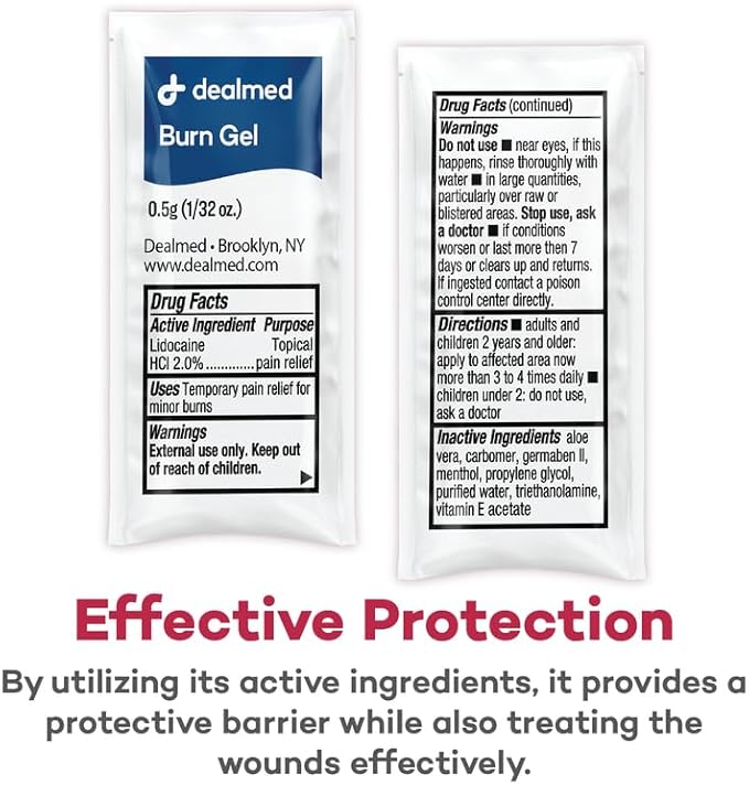 Dealmed First Aid Burn Gel – First Aid Gel for Temporary Relief of Minor Burns, Cuts, and Scrapes, 144 Packets/Box (.5g) - Case of 12
