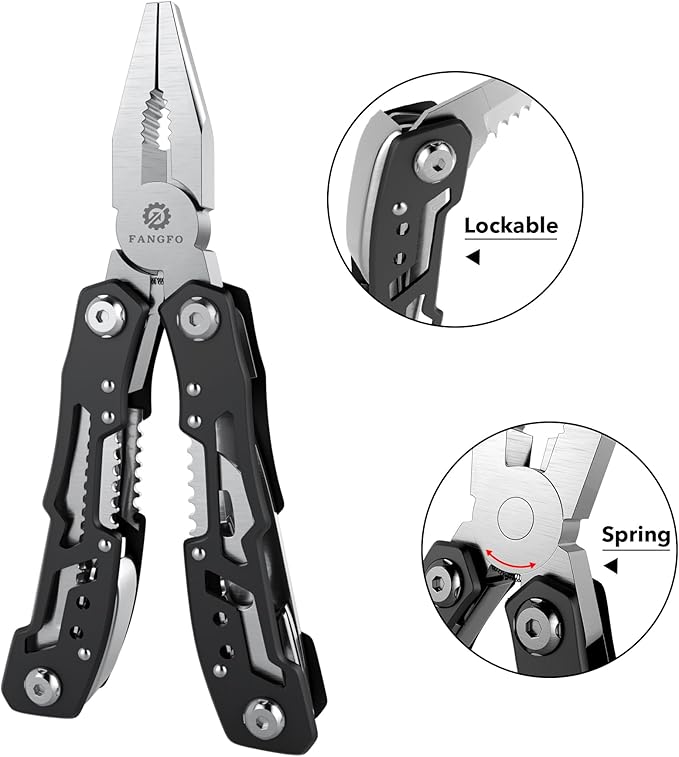 14-In-1 Multitool with Safety Locking, Professional Stainless Steel Multitool Pliers Pocket Knife, Bottle Opener, Screwdriver with Nylon Sheath ，Apply to Survival,Camping, Hunting and Hiking 2 Pcs