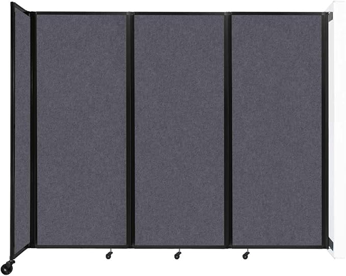 Versare Room Divider 360 Wall-Mounted Folding Partition | Locking Wheels | Temporary Room Separator | 8'6" x 6'10" Dark Gray SoundSorb Panels