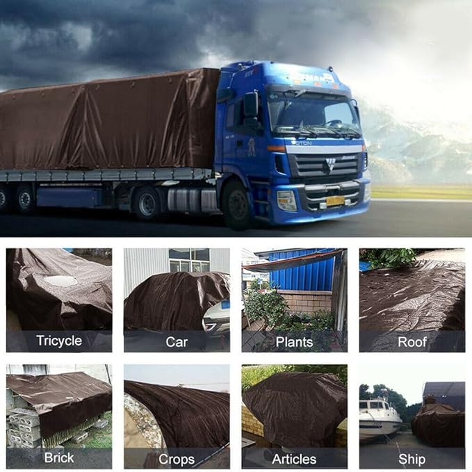 Tarps 8x10 FT Waterproof Heavy Duty Tarp – 16 Mil Thick, UV & Tear Resistant, Reinforced Grommets & Edges – Multi-Purpose Cover for Camping, Roof, Emergency, Truck, Boat