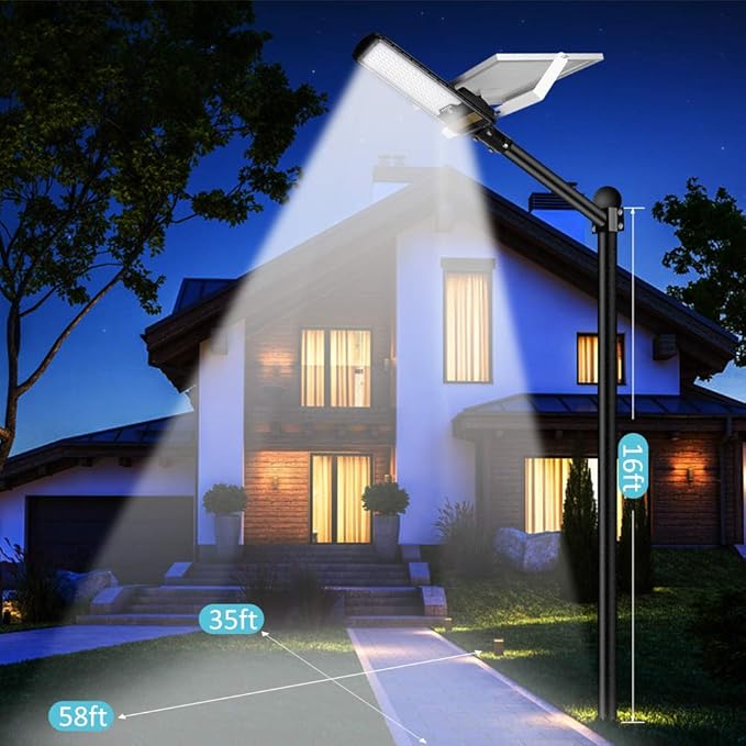 Joylight 8000W Solar Street Lights Outdoor, Dusk to Dawn IP67 Security Led Flood Light Lamp with Remote Control Mounting Pole and Bracket Garden, Street, Court, Parking Lot