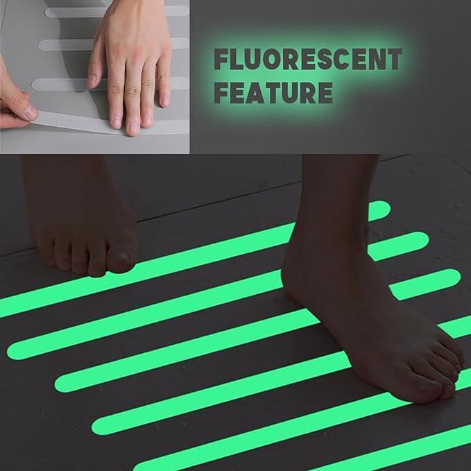 Tissting Glow in The Dark Tapes 24 Strip Green 20 x 2cm - Luminous Safety Egress Markers for Stairs, Walls, Steps, Emergency Exit Signs