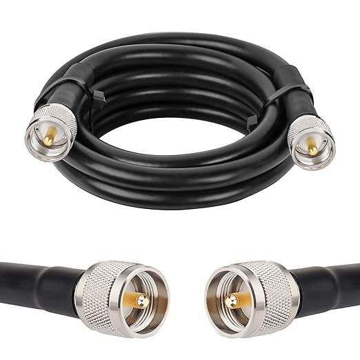 5FT KMR400 PL259 Male to Male Coaxial Cable - Low Loss UHF Cable for HAM Radio, VHF Radio, SWR Meter, Antenna Analyzer