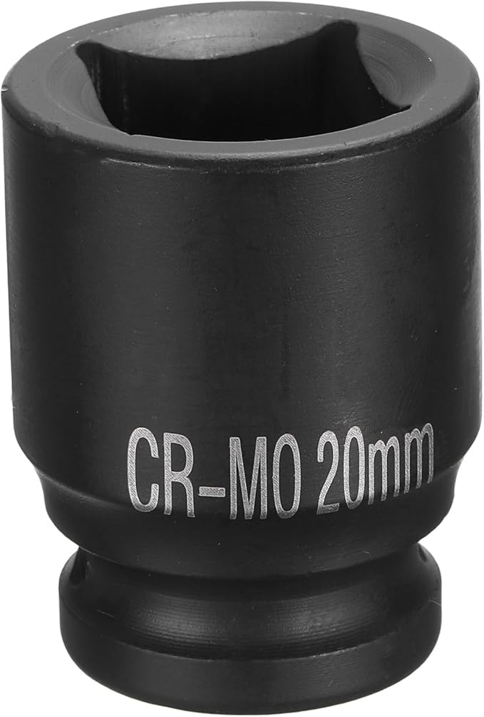 HARFINGTON 4 Point Square Socket 1/2" Drive 20mm Metric Square Impact Socket CR-MO Blackening Standard Wheel Sockets Pneumatic Socket Tool for Auto Repair Mechanical Maintenance Home Use