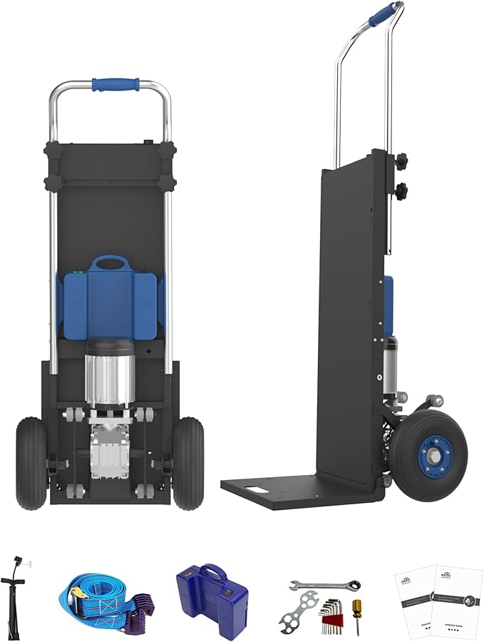 ZW4250 Electric Dolly Stair Climbing Cart, 1500W Powered Stair Climber Hand Truck Trolly, 550lbs Load Capacity Motorized Stair Climbing Dolly for Moving Heavy Cargoes on Stairs