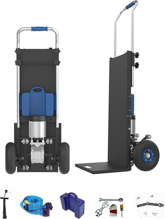 ZW4250 Electric Dolly Stair Climbing Cart, 1500W Powered Stair Climber Hand Truck Trolly, 550lbs Load Capacity Motorized Stair Climbing Dolly for Moving Heavy Cargoes on Stairs