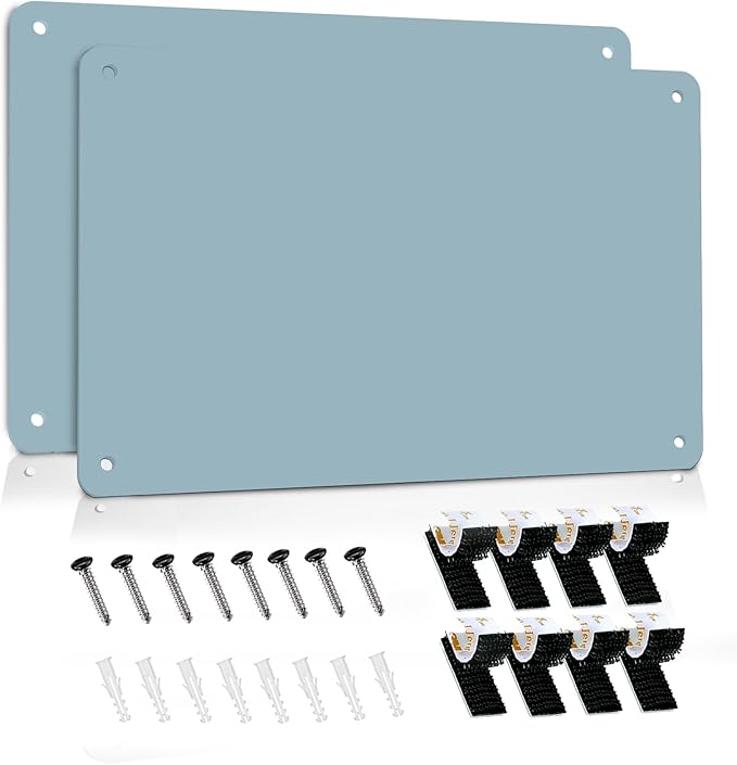 2Pack Magnetic Board 17.5" x 11.4" Magnet Bulletin Board is Suitable for displaying Notes, Photos,Magnetic Letters,Suitable for Walls, refrigerators, cabinets, etc（Blue）
