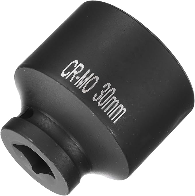 HARFINGTON 4 Point Square Socket 1/2" Drive 30mm Metric Square Impact Socket CR-MO Blackening Standard Wheel Sockets Pneumatic Socket Tool for Auto Repair Mechanical Maintenance Home Use