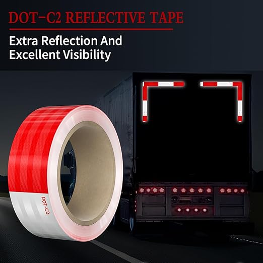 Reflective Tape, 2 Inch x 30 Feet - High Intensity - Red & White Reflective Safety Tape Waterproof Conspicuity for Trailer Reflector Trucks Bikes Baby Strollers Helmets