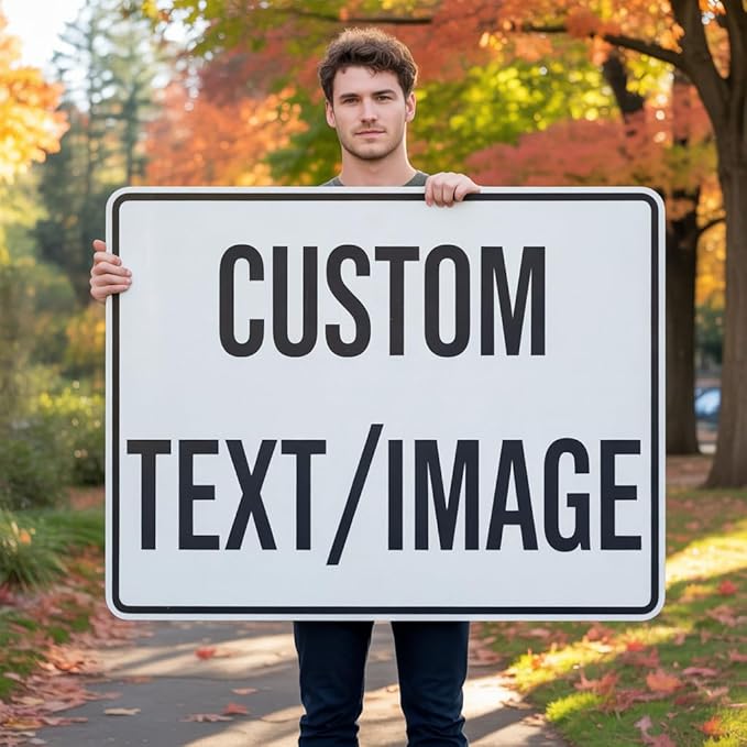 Custom Large Personalized Metal Sign, 36x30 Inch Rust-Free Aluminum with Reflective Optional. Designed for Outdoor Spaces: Home, Office, Business, Garden, Workplace. Single/Double Sided.