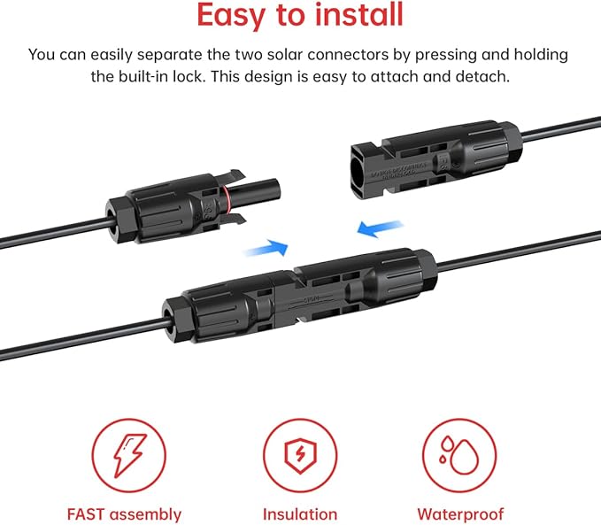 12AWG 2FT Solar to XT60i Cable 2 10 25 35 50 75 100FT Solar Connector to XT60i Adapter Cable for Portable Power Station (2FT)