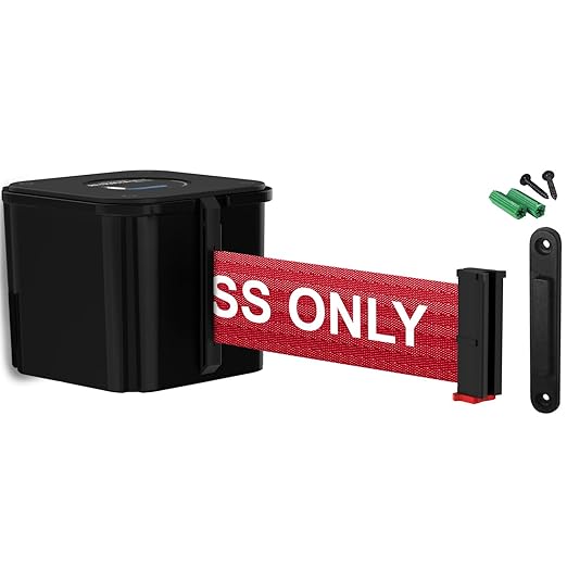 WM412 Retractable Belt Wall Mounted Smooth Black Crowd Control Barrier and Receiving End, 25' Authorized Access Only Belt