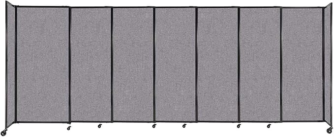 Versare Straightwall Sliding Portable Wall Partition | Freestanding Office Dividers | Locking Wheels | Temporary Room Separator | 15'6'' Wide x 6' Tall Cloud Gray Fabric Panels