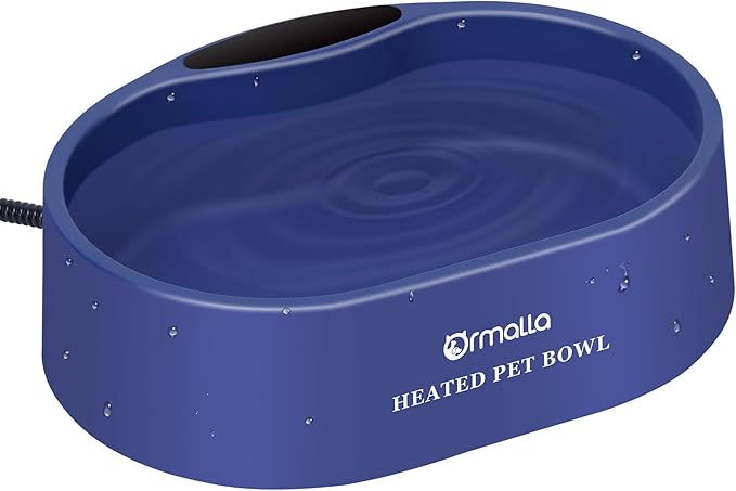 Heated Dog Water Bowl, Large Capacity 125oz Outdoor Heated Pet Bowl for Dog, Cat, Chicken and Squirrel, Thermal Bowl with Chew Resistant Power Cord, 35W