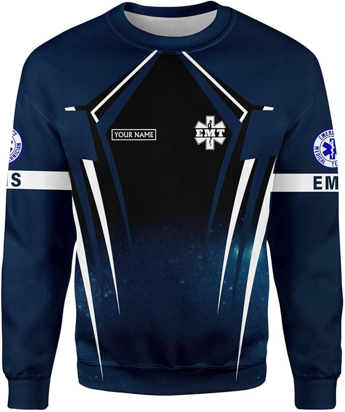 Personalized EMT 3D Shirt, EMT 3D Hoodie, 3D EMS Hoodies for Men, Medical Uniforms EMS Shirt, Emergency Medical Service Shirt