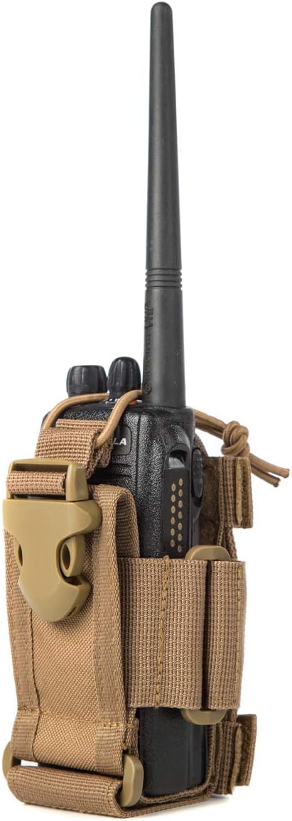 LUITON Tactical Molle Radio Pouch - Heavy Duty Holster Bag for Two-Way Walkie Talkies (Tan)