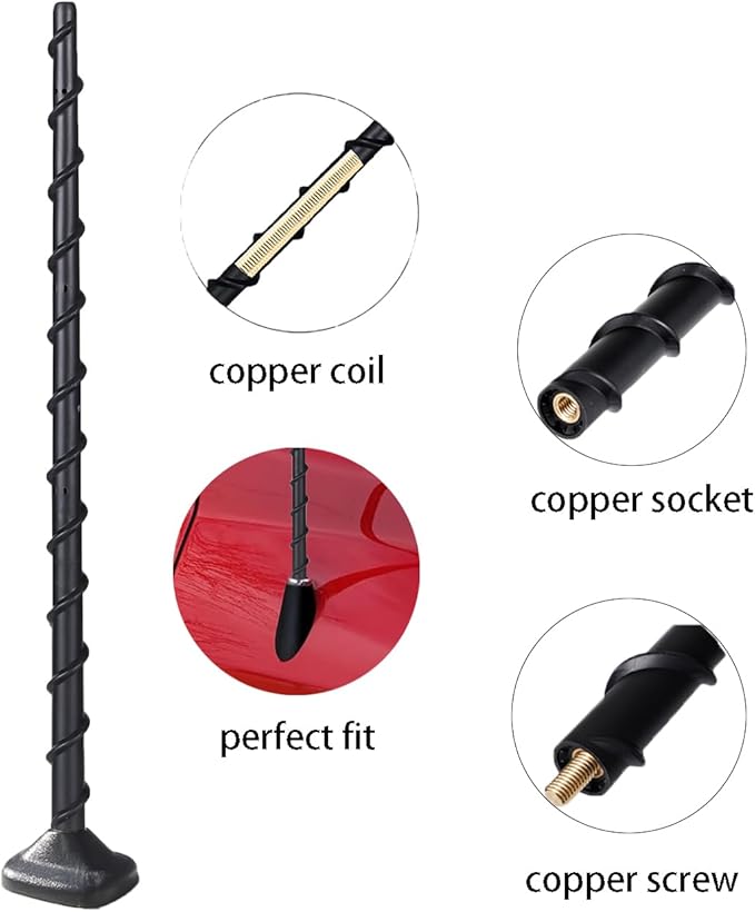 Antenna fits for Dodge Ram 1500 1990-2025 & Ford F150 1990-2025, 13 inches Spiril Rubber Antenna Replacement for Dodge RAM Truck Radio Accessories Enhanced Reception