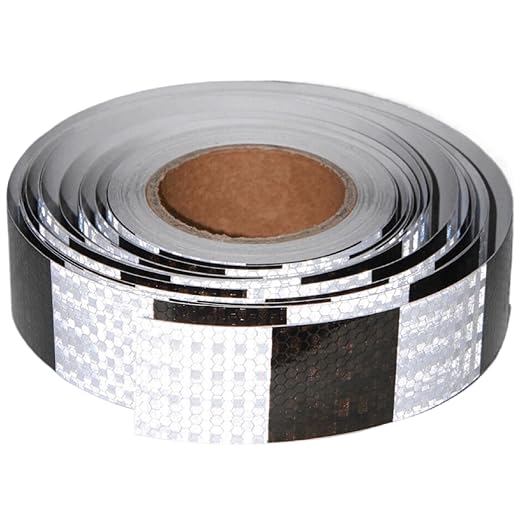 Black White Reflective Tape 2 inch X 166 feet, Outdoor Waterproof Hazard Conspicuity Warning Industrial Marking Tape