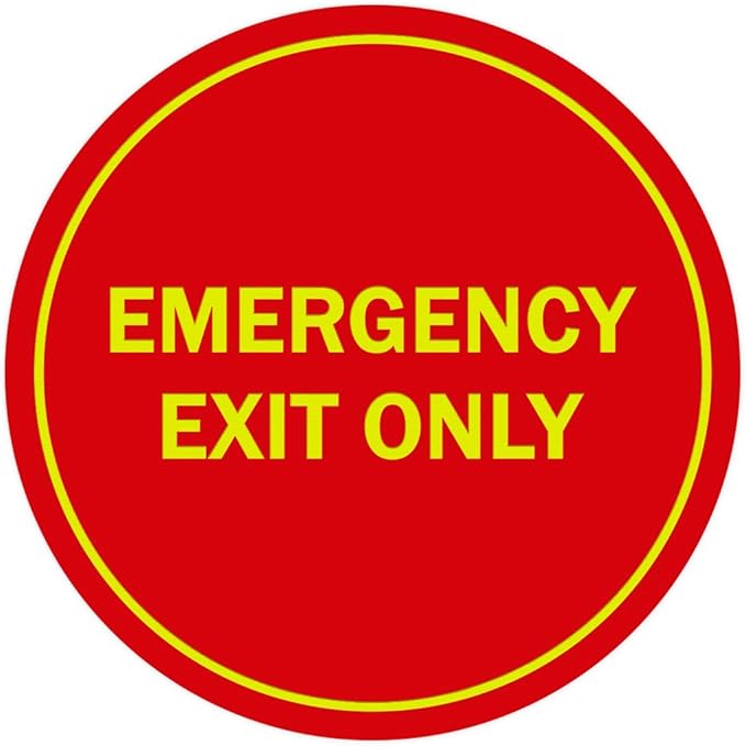 Signs ByLITA Circle Emergency Exit Only Sign (Red/Yellow) - Medium 1 Pack