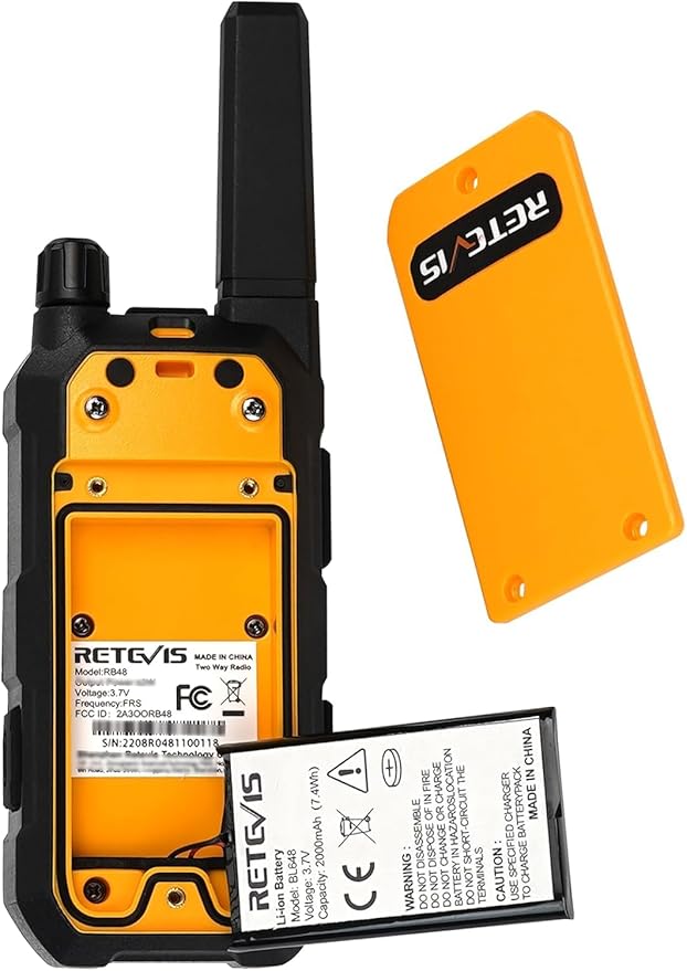 Retevis RB48 2 Way Radio Long Range, MIL-STD 810H Heavy Duty Walkie Talkies with Earpiece, Support VOX, Advanced Triple Proof, 2000mAh, NOAA, Vibration Reminder(6 Pack with Gang Charger)