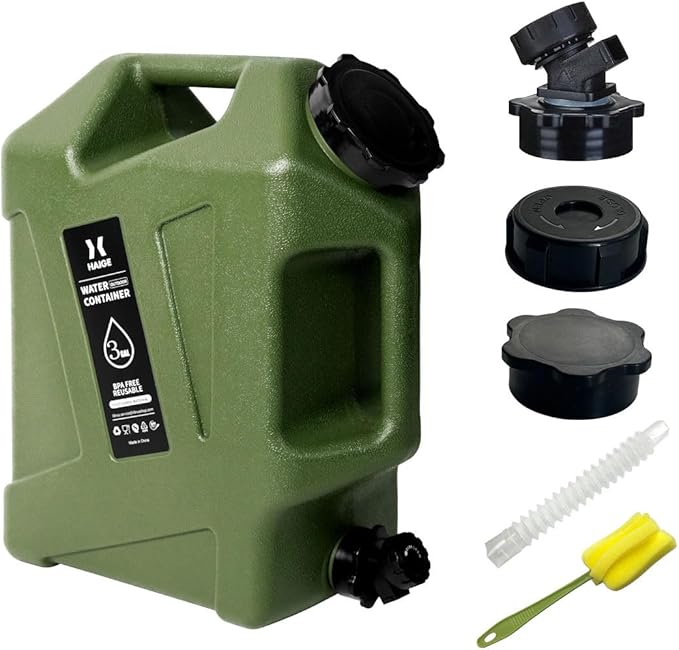 HAIGE 3.2 Gallon Water Container with Spigot, Heavy-Duty Portable Water Jug with Dual Handles, BPA-Free Camping Water Storage for Outdoor, Car Travel, Emergency, Home Drinking & Party Cold Drinks