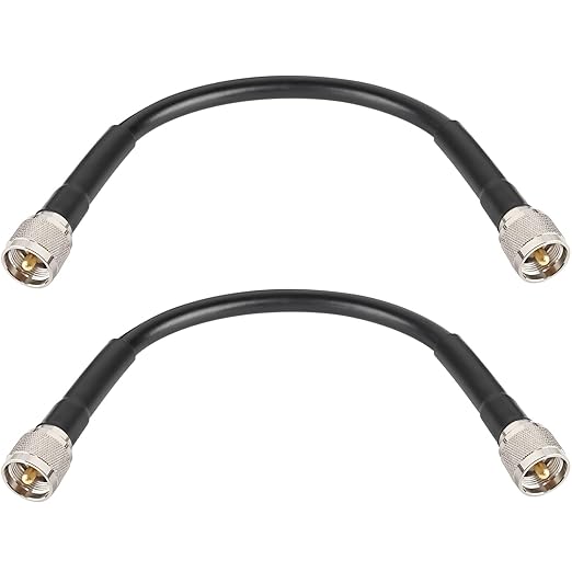 UHF CB Coax Cable - 1ft 2PCS KMR400 PL259 Male to Male Coaxial Cable Low Loss UHF Cable CB Coax Cable for HAM Radio, VHF Radio, SWR Meter, Antenna Analyzer