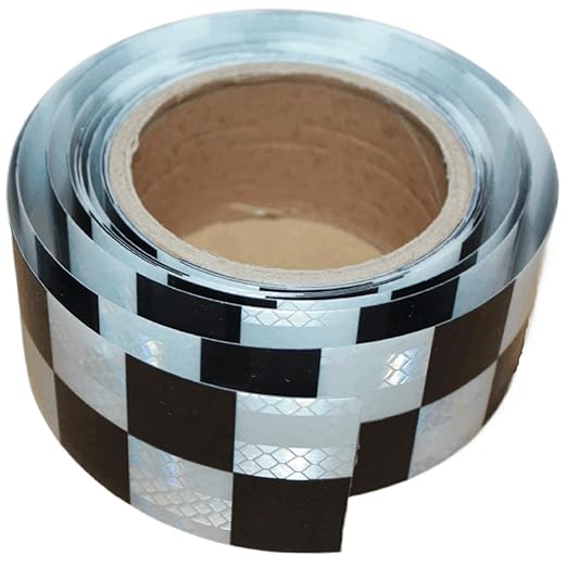 Black White Reflective Tape 2 inch Wide for Cars, Outdoor Waterproof High Visibility Safety Warning Adhesive Strips (10 feet)