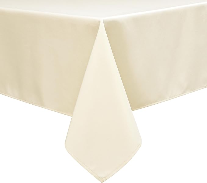 Wewoch Beige Rectangle Tablecloth Wrinkle Resistant Washable Fabric Table Cloth for Dining, Kitchen, Parties, Weddings and Outdoor Use 60 Inch by 84 Inch