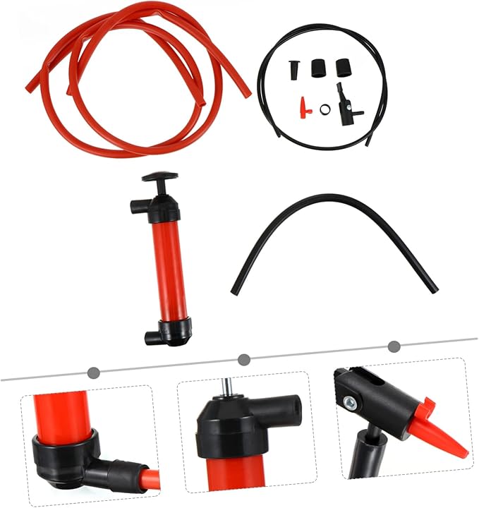 Generic Manual Car Fuel Transfer Pump with Ergonomic Grip Multi-use Oil Siphon for Gasoline Diesel Water and Light Oils Portable Hand Pump for Emergency Liquid Transfer in Vehicles and