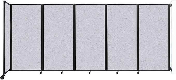 Versare Room Divider 360 Wall-Mounted Folding Partition | Locking Wheels | Temporary Room Separator | 14' x 6' Marble Gray SoundSorb Panels