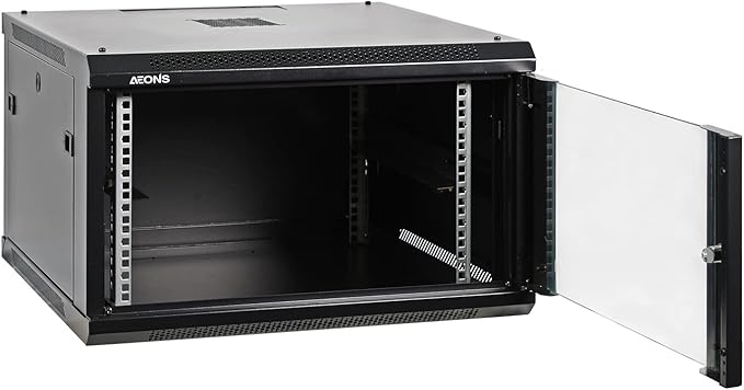 6U Professional Wall Mount Network Server Cabinet Enclosure 19-Inch Server Network Rack Mid-Depth Black