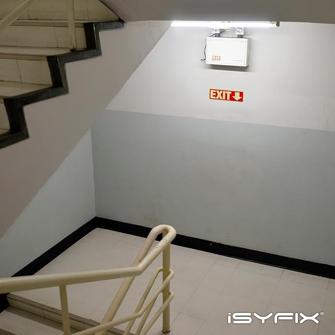 iSYFIX Exit Stickers Signs with Directional Down Arrow 2 Pack 12x4 Inch - Glow in the Dark Photoluminescent Vinyl for Office, School, Business, Warehouse - UV & Weather Resistant for Indoor/Outdoor Use