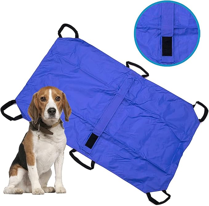 Transport Stretcher for Dogs, Pet Folding Stretcher Emergency Animal Carrier with Safety Strap Max 132 Pound Weight Animal Stretcher for Dogs (Blue)