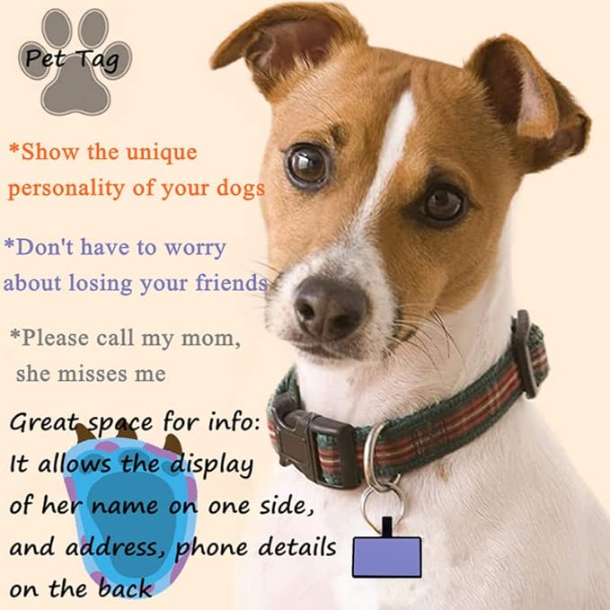 6 Pack Original Silent Square Shape Silicone Pet Tag,Modifiable ID Dog Tags,with Double Blank Sides to Engrave,6 Popular Colors in One Set