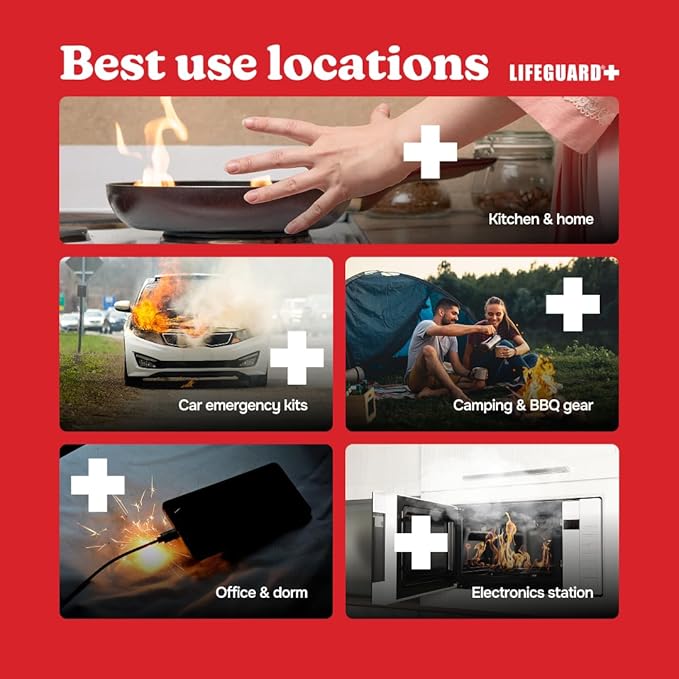 LIFEGUARD Aerosol Fire Extinguisher Spray - Non-Toxic, Eco-Friendly Fire Suppressant for Home, Kitchen, Car & Office, Compact, Easy-to-Use Design with 10-Year Shelf Life (Pack of 1)