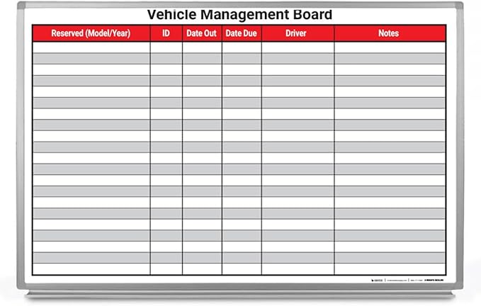 Vehicle Management Board Whiteboard 36" x 24"