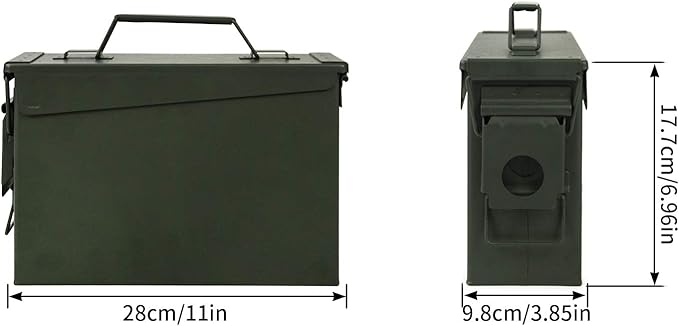 GUGULUZA Metal Ammo Can 30/50 Cal, Lockable Bullet Storage Case, Waterproof & Airtight Containers Box with Flip Top for Long-Term Storage Shotgun, Rifles, Pistols Ammunition