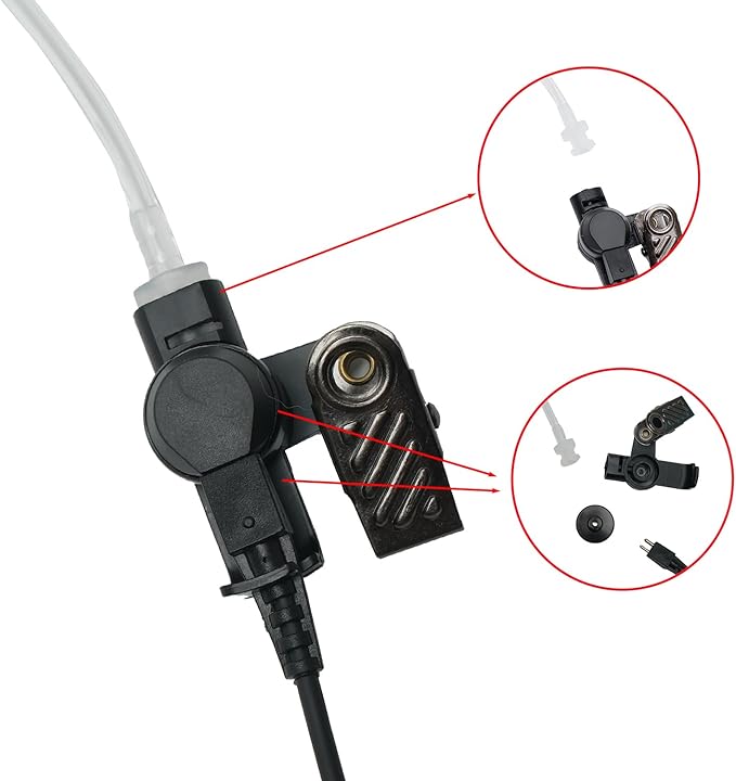 2 Wire Covert Acoustic Tube Surveillance Kit Headset Earpiece for Motorola XTS2500 XTS5000 XTS1500 XTS3000 HT1000 HT2000 MTS2000 Two Way Radio Walkie Talkie,4Pack
